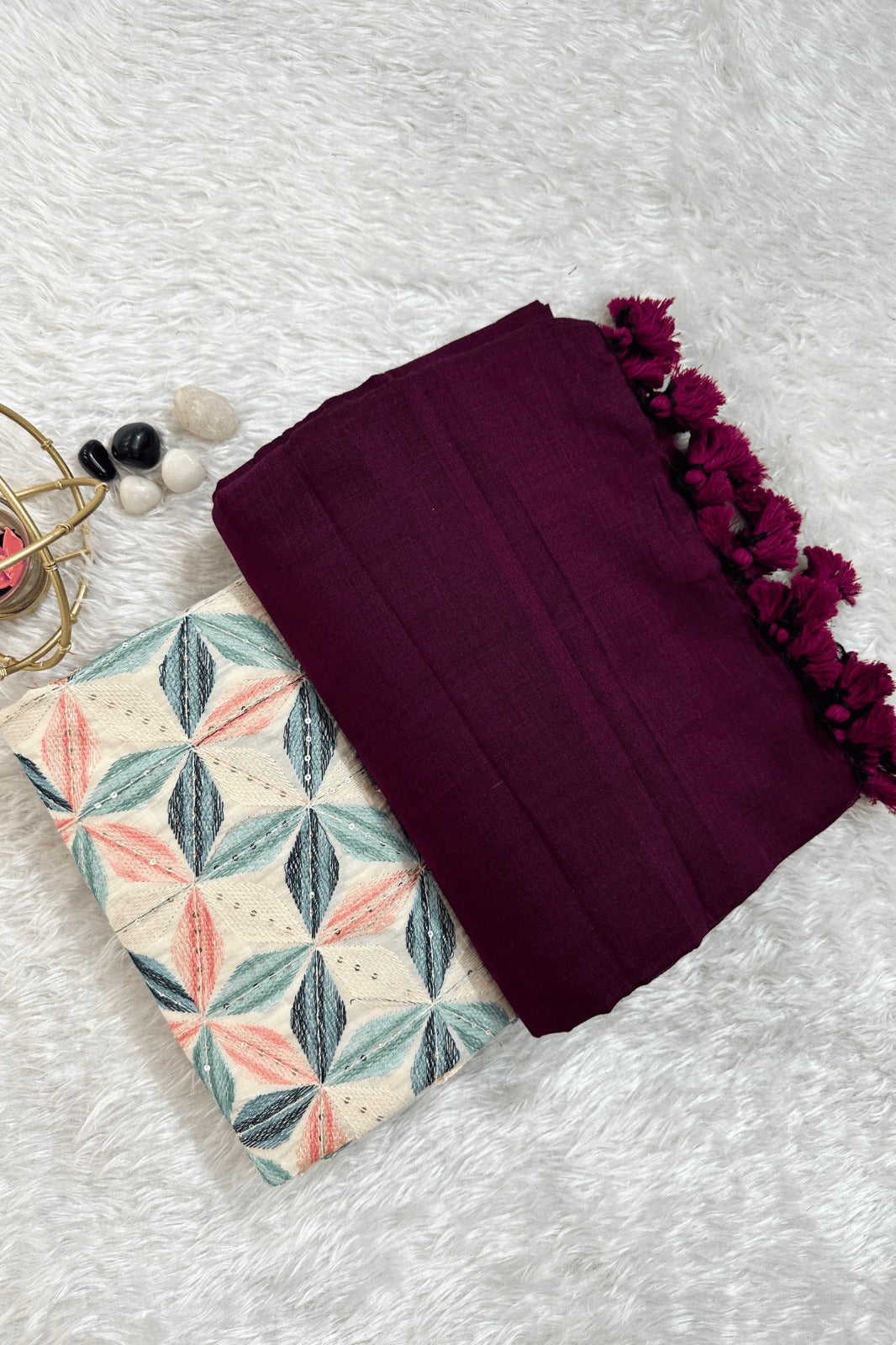 Purple Khadi Saree with designer Blouse
