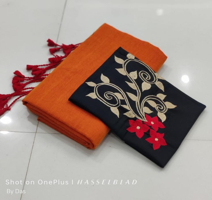 Looking Carrot Orange Cotton Soft Silk Saree