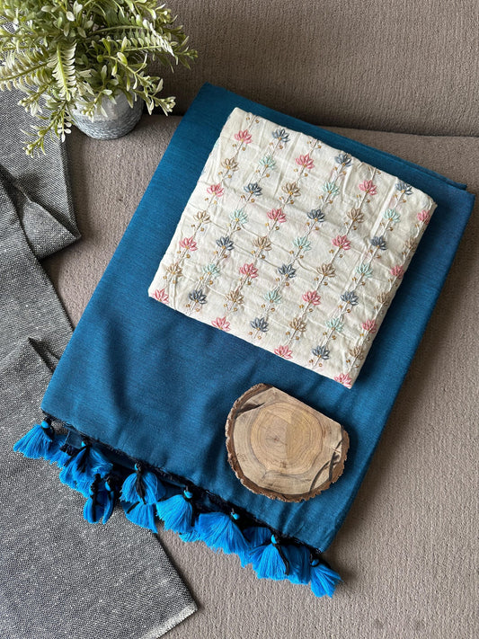 SKY BLUE COLOUR TRADITIONAL LOOKING KHADI COTTON SAREE