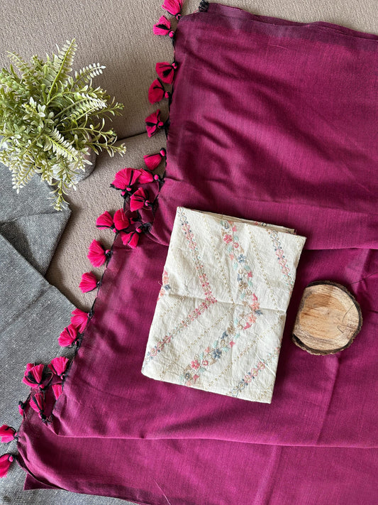 PINK COLOUR TRADITIONAL LOOKING KHADI COTTON SAREE