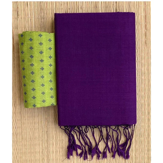 Blissful Violet Colour Traditional Looking Chanderi Cotton Saree