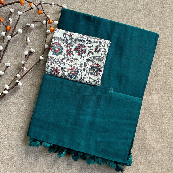 RAMA  HANDLOOM COTTON SAREE WITH DOLL PRINT BLOUSE
