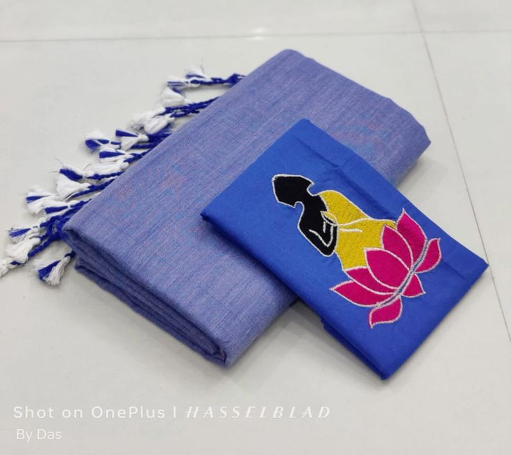 Looking Violet Blue Cotton Soft Silk Saree