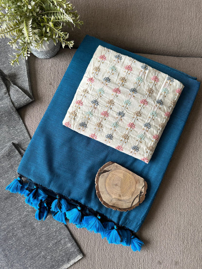 SKY BLUE COLOUR TRADITIONAL LOOKING KHADI COTTON SAREE