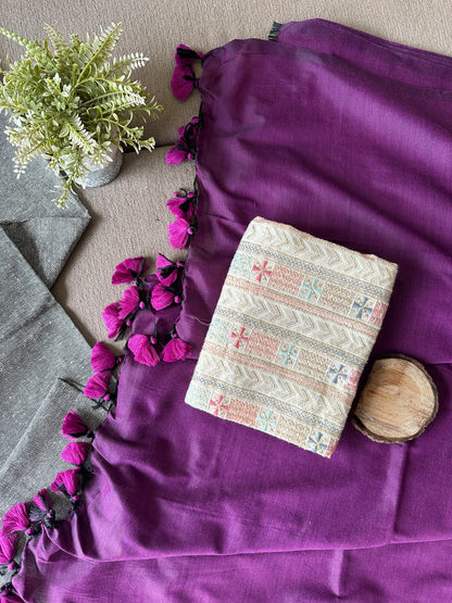 PINK COLOUR TRADITIONAL LOOKING KHADI COTTON SAREE