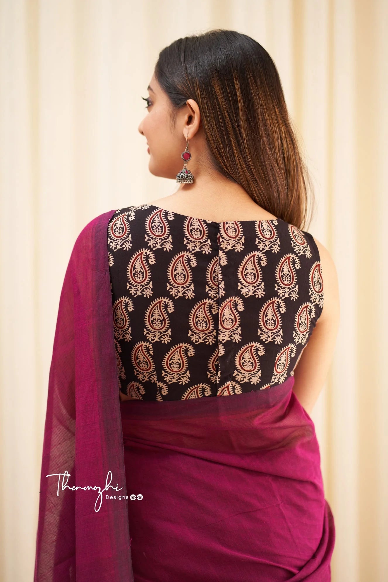 Magic - Pink Mangalagiri Plain Cotton Saree 09